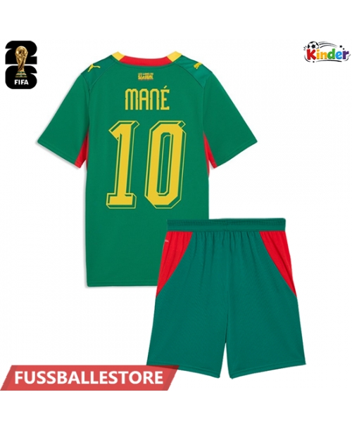 Günstige Senegal Sadio Mane #10 Auswärts Trikotsatzt Kinder WM 2026 Kurzarm (+ Kurze Hosen)